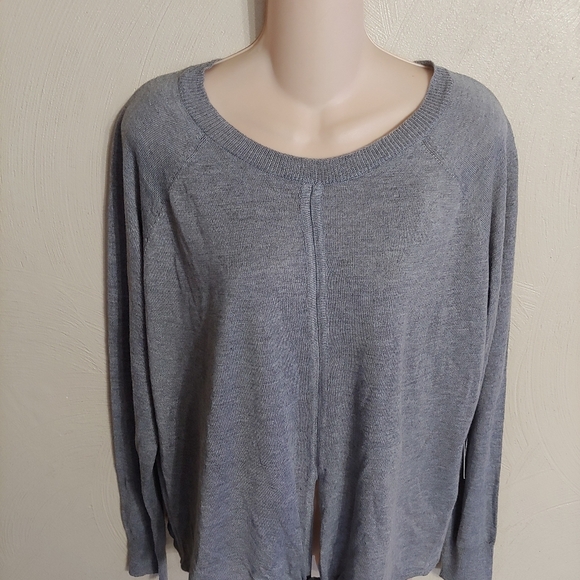 Poof New York Gray Front Tie Sweater Top Size Women's Large NEW with Tag - Picture 3 of 8